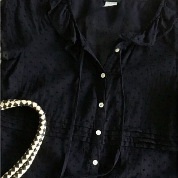 J CREW Swiss Dot Ruffle Cotton Shirt - Picture 4 of 14